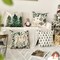 Merry Christmas Trees & Snowflake Throw Pillow Covers, 18x18 Inch Joy Xmas Balls Winter Holiday Cushion Cases for Sofa & Couch, Set of 4